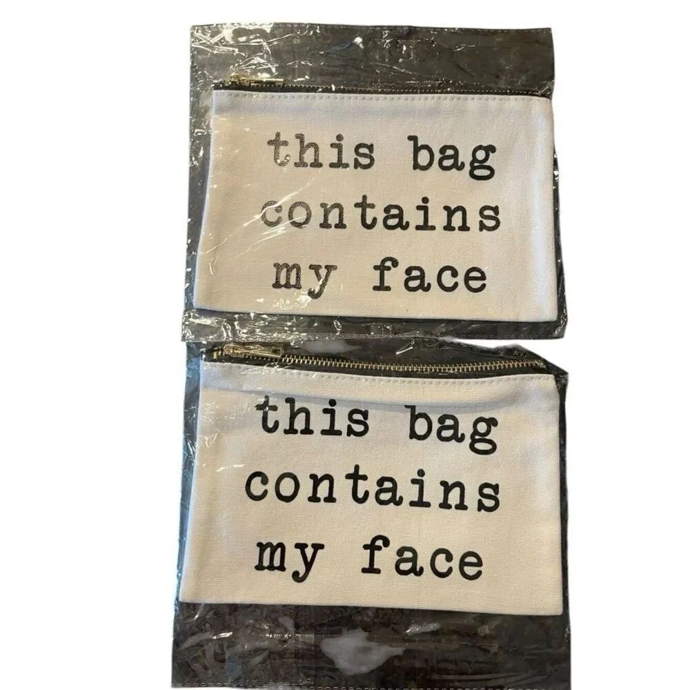 This bag contains my face Cosmetic Makeup Travel Canvas Bag Lot 2 Zips NWT
